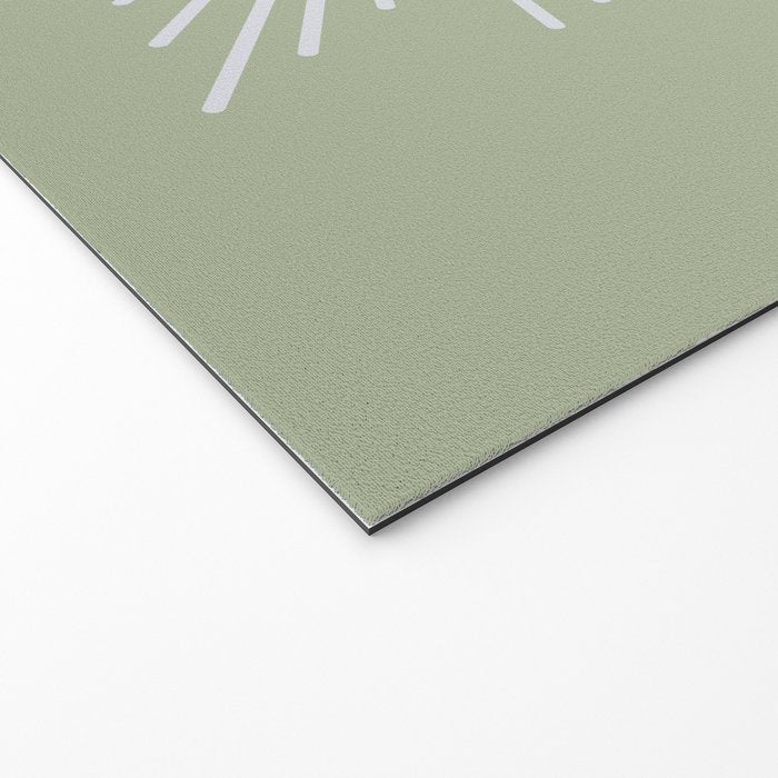 Midcentury Modern Minimalist Sunburst 4 in Light Silver Gray and Sage Green Welcome Mat Gallery Image 2