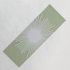 Midcentury Modern Minimalist Sunburst 4 in Light Silver Gray and Sage Green Yoga Mat Gallery Image 1