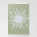 Midcentury Modern Minimalist Sunburst 4 in Light Silver Gray and Sage Green Stationery Card Gallery Image 2