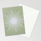 Midcentury Modern Minimalist Sunburst 4 in Light Silver Gray and Sage Green Stationery Card Gallery Image 2