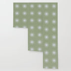 Midcentury Modern Minimalist Sunburst 4 in Light Silver Gray and Sage Green Wallpaper Gallery Image 3