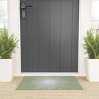 Midcentury Modern Minimalist Sunburst 4 in Light Silver Gray and Sage Green Welcome Mat Gallery Image 3