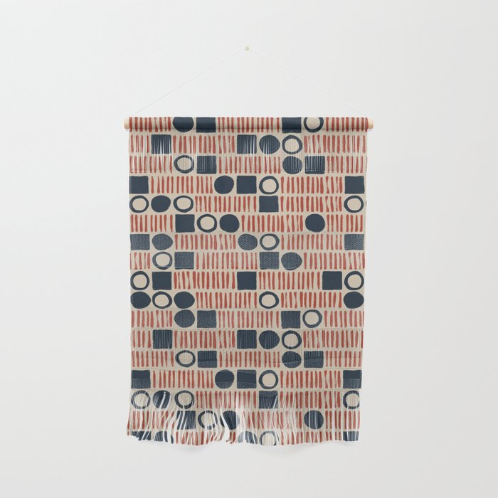 Red & Blue Hand-drawn Pattern #1 Wall Hanging Gallery Image 1