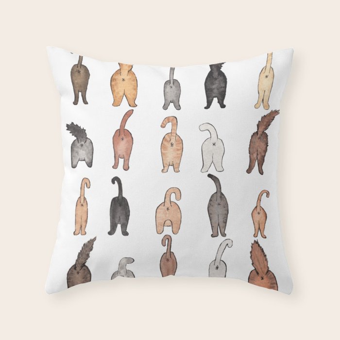 Cat butts Throw Pillow Gallery Image 1