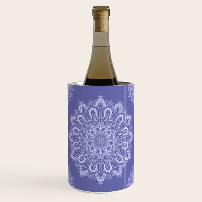 Elegant Periwinkle Purple Blue Boho Mandala Wine Chiller Gallery Image 1