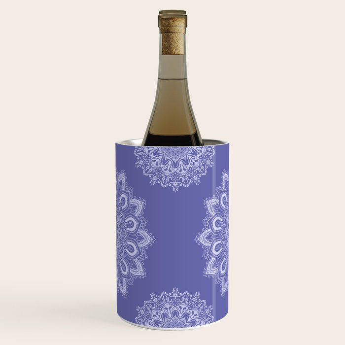 Elegant Periwinkle Purple Blue Boho Mandala Wine Chiller Gallery Image 2