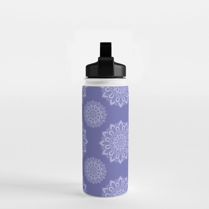 Elegant Periwinkle Purple Blue Boho Mandala Water Bottle Gallery Image 2