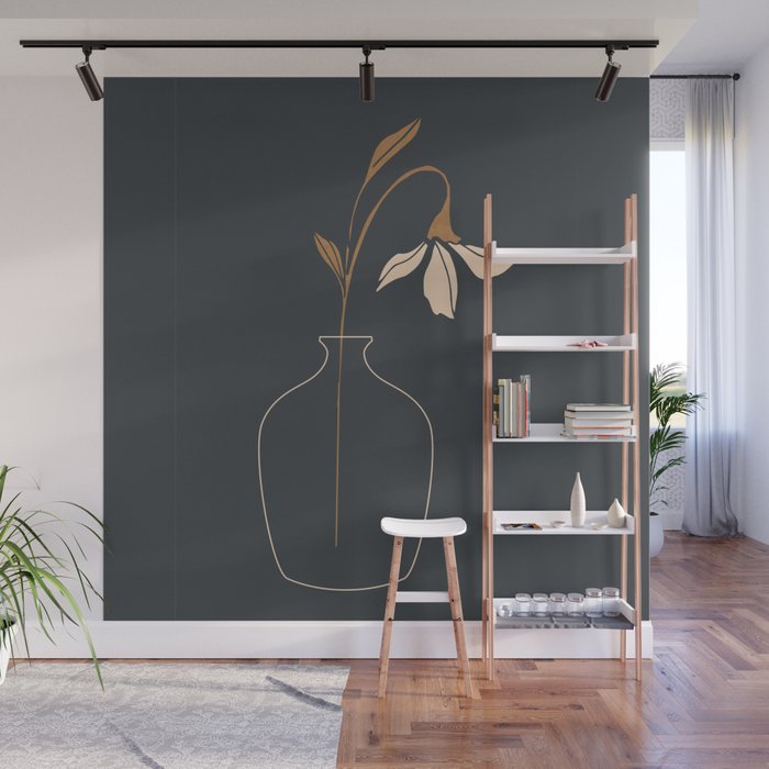 Minimal Abstract Art Vase Flower 6 Wall Mural Gallery Image 1