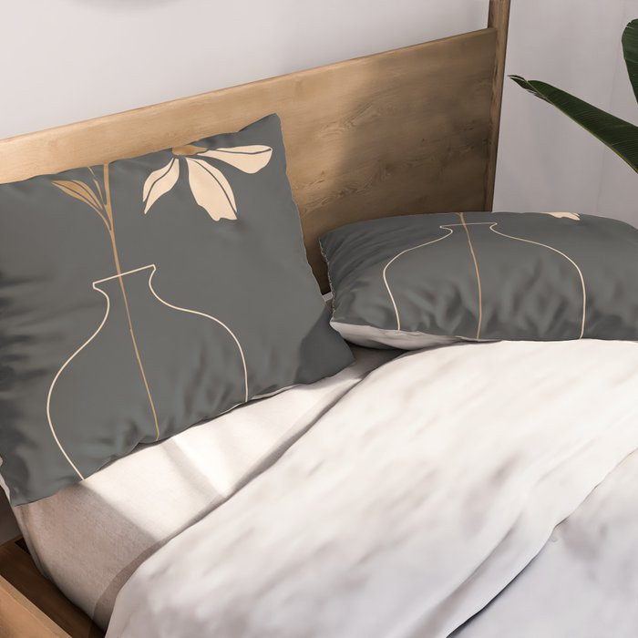 Minimal Abstract Art Vase Flower 6 Pillow Sham Gallery Image 2