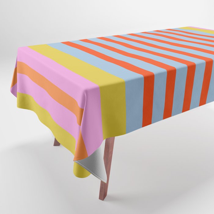 Bold Color Stripes Play Summer Bright Pattern 1 Tablecloth Gallery Image 1