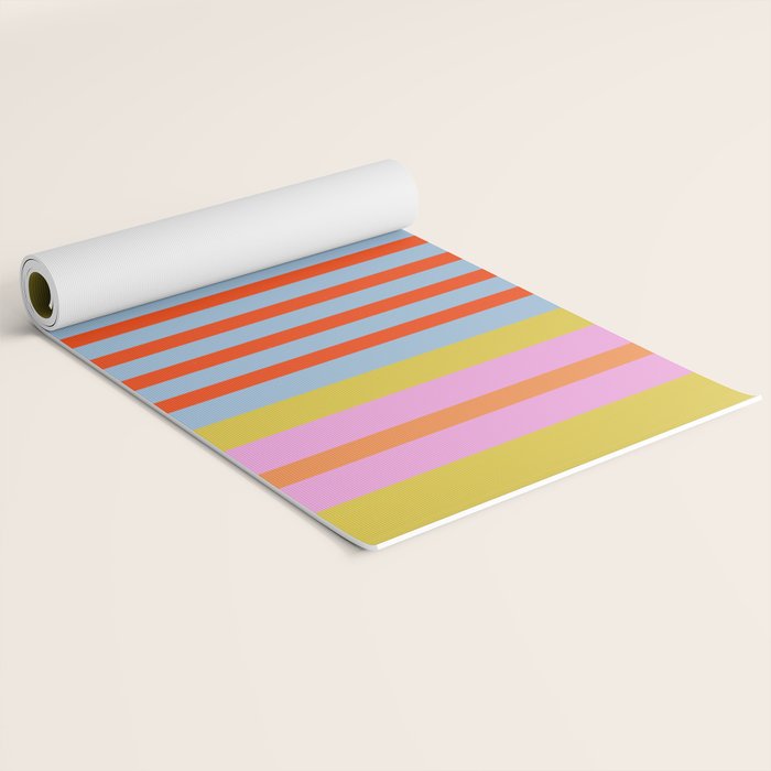 Bold Color Stripes Play Summer Bright Pattern 1 Yoga Mat Gallery Image 2