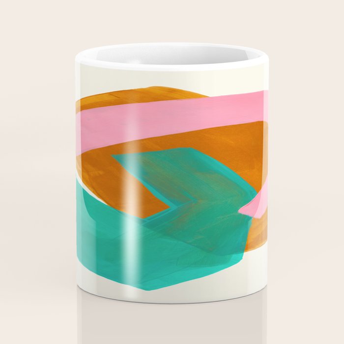 Ochre Pink Marine Green Fun Colorful Mid Century Modern Abstract Painting Shapes Pattern Coffee Mug Gallery Image 4