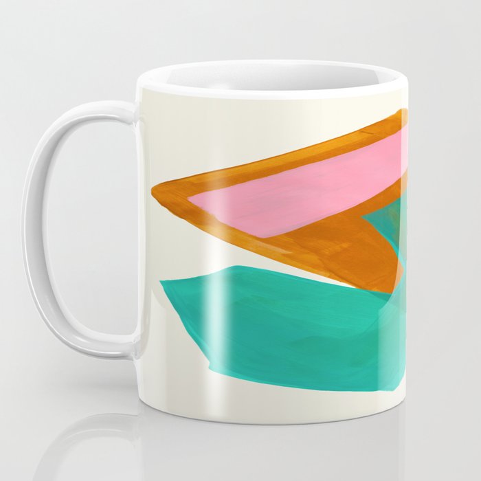 Ochre Pink Marine Green Fun Colorful Mid Century Modern Abstract Painting Shapes Pattern Coffee Mug Gallery Image 3