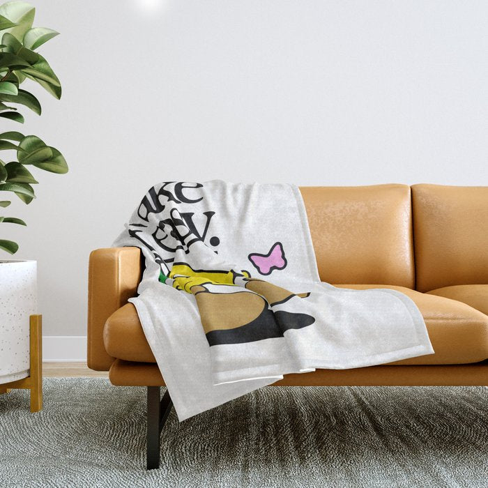 Funny lemon cartoon mascot character  Throw Blanket Gallery Image 1