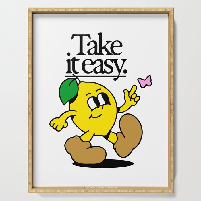 Funny lemon cartoon mascot character  Serving Tray Gallery Image 1
