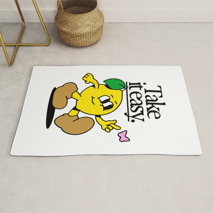 Funny lemon cartoon mascot character  Rug Gallery Image 1