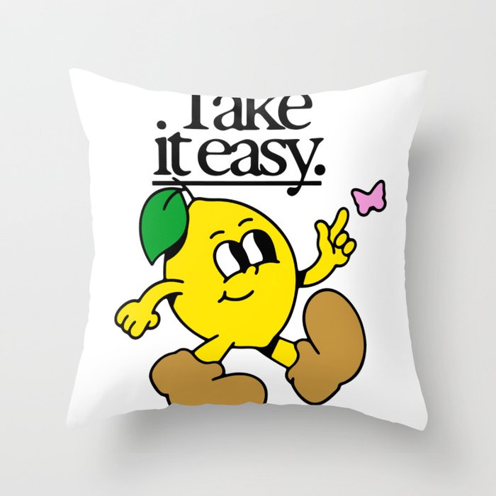 Funny lemon cartoon mascot character  Throw Pillow Gallery Image 6