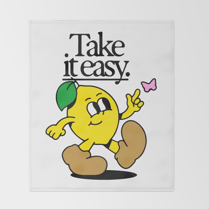 Funny lemon cartoon mascot character  Throw Blanket Gallery Image 2