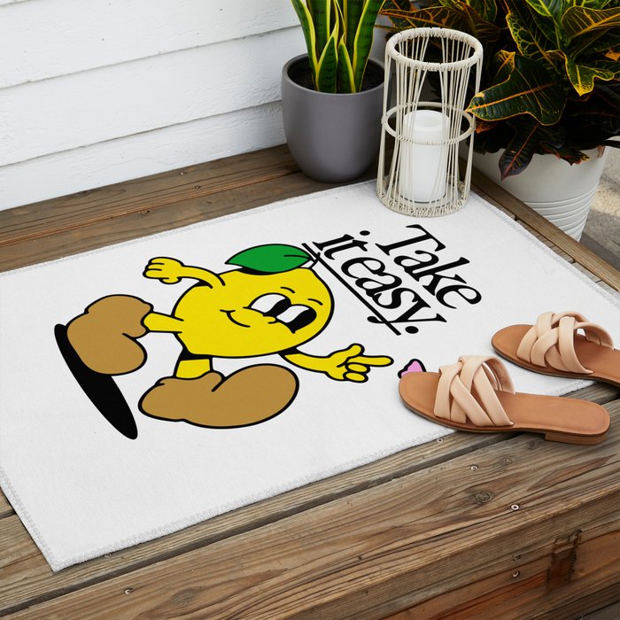 Funny lemon cartoon mascot character  Outdoor Rug Gallery Image 2