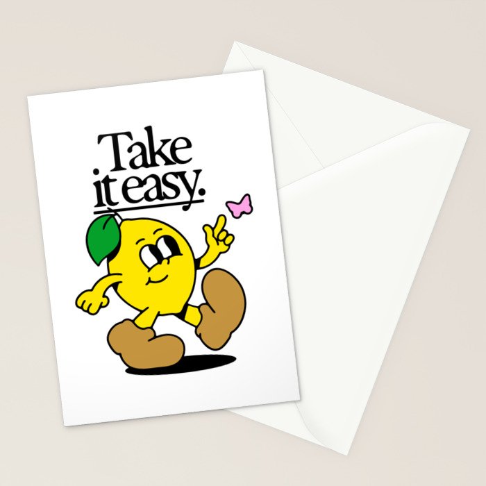 Funny lemon cartoon mascot character  Stationery Card Gallery Image 2