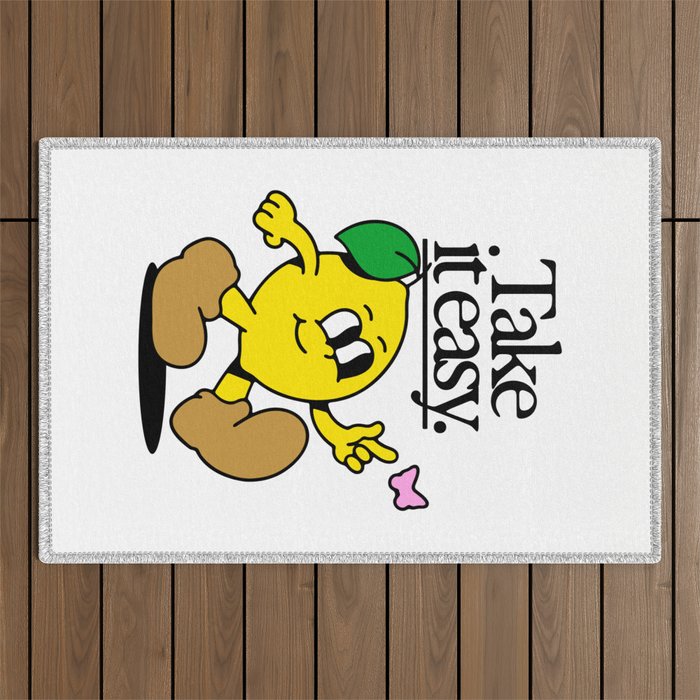 Funny lemon cartoon mascot character  Outdoor Rug Gallery Image 1