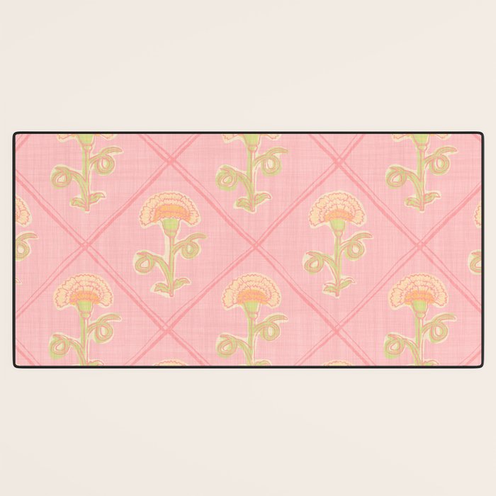 Provence Cottage Floral in Pink Linen  Desk Mat Gallery Image 3