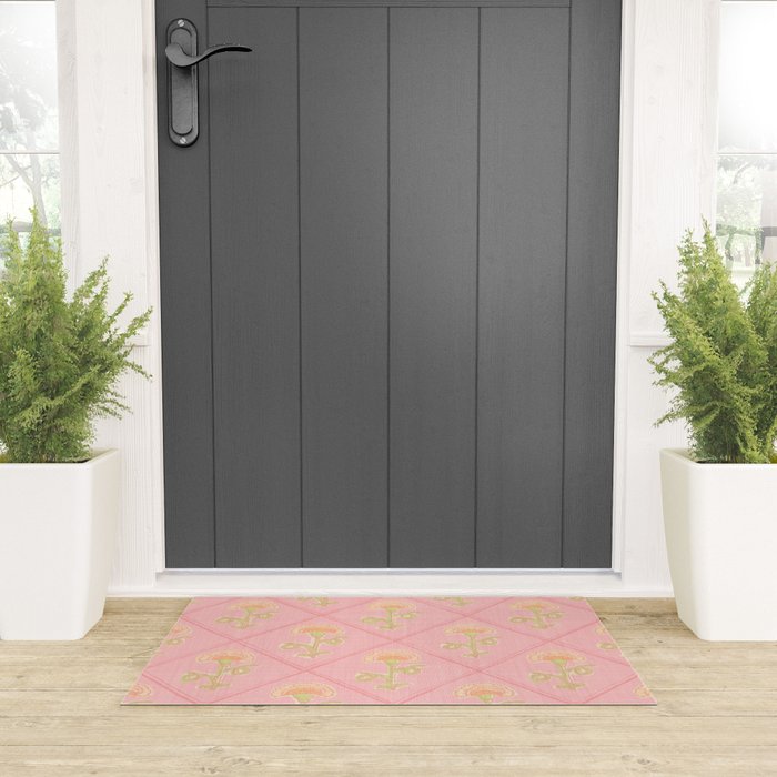 Provence Cottage Floral in Pink Linen  Welcome Mat Gallery Image 3
