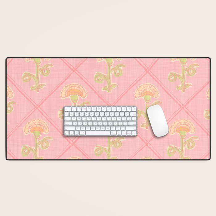Provence Cottage Floral in Pink Linen  Desk Mat Gallery Image 1