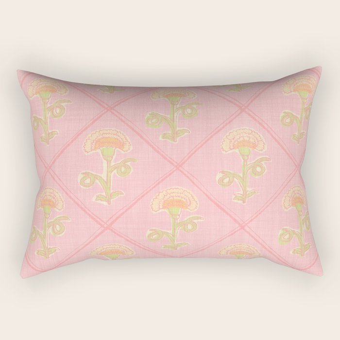 Provence Cottage Floral in Pink Linen  Rectangular Pillow Gallery Image 1
