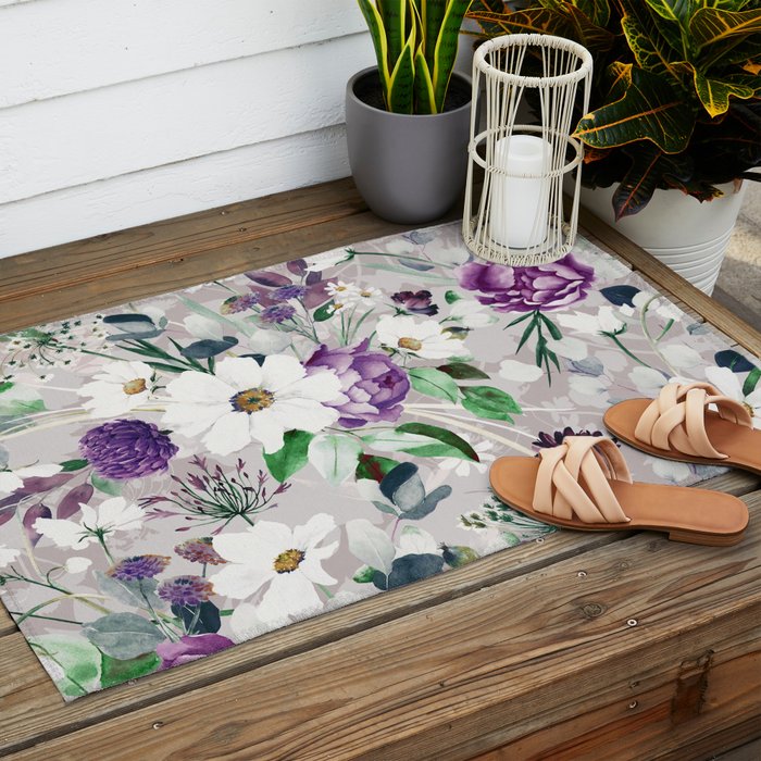 Lush lilac garden Outdoor Rug Gallery Image 2