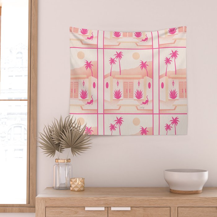 Palm Springs Home - Pink OmbrÃ© Wall Tapestry Gallery Image 2