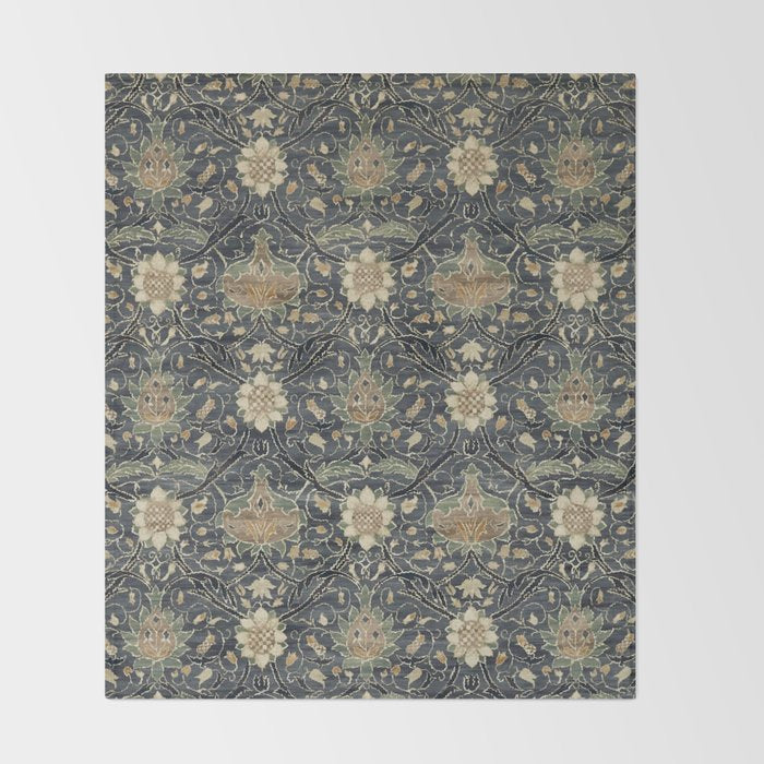 William Morris Vintage Montreal Indigo Slate Throw Blanket Gallery Image 2