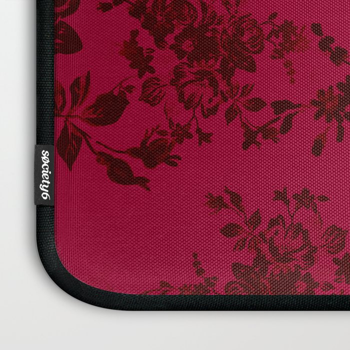 Vintage black gray red bohemian floral pattern Laptop Sleeve Gallery Image 3