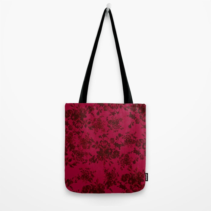 Vintage black gray red bohemian floral pattern Tote Bag Gallery Image 2