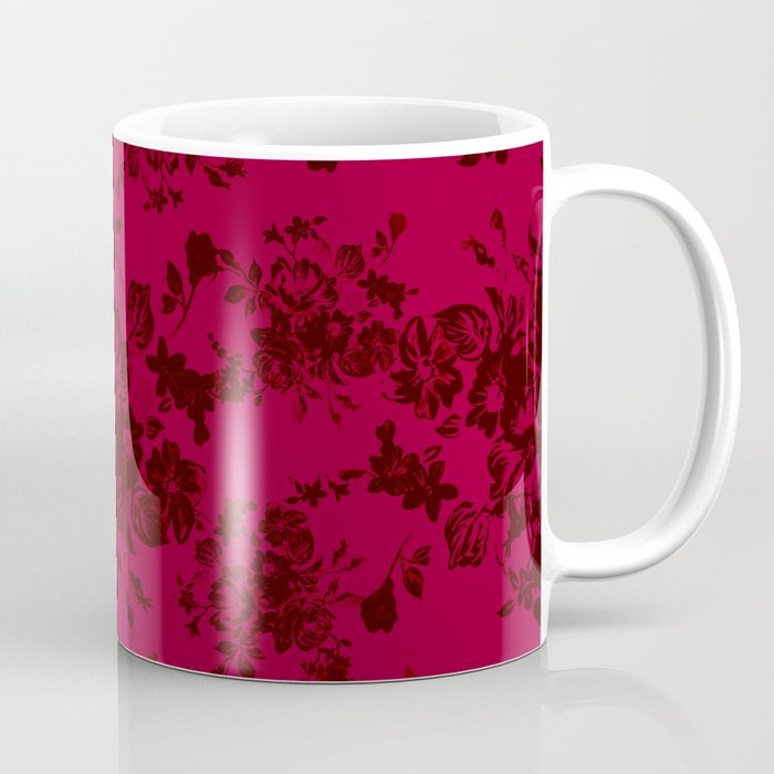 Vintage black gray red bohemian floral pattern Coffee Mug Gallery Image 1