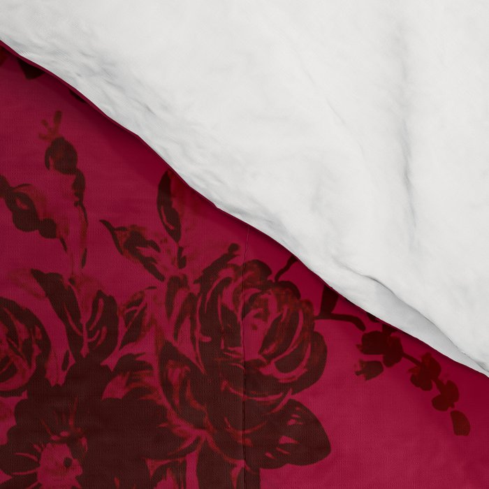 Vintage black gray red bohemian floral pattern Comforter Gallery Image 4