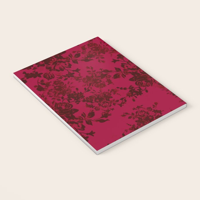 Vintage black gray red bohemian floral pattern Notebook Gallery Image 3