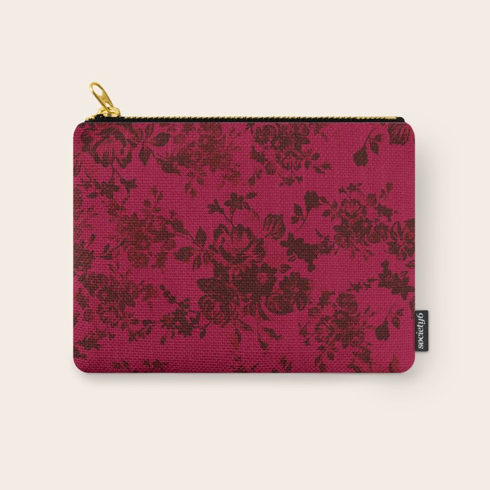 Vintage black gray red bohemian floral pattern Carry All Pouch Gallery Image 1