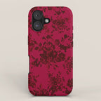 Vintage black gray red bohemian floral pattern iPhone Case Gallery Image 1