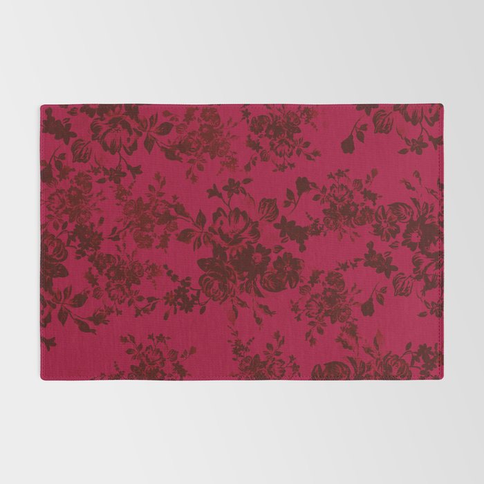 Vintage black gray red bohemian floral pattern Rug Gallery Image 2