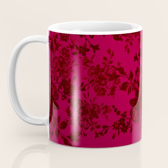 Vintage black gray red bohemian floral pattern Coffee Mug Gallery Image 3