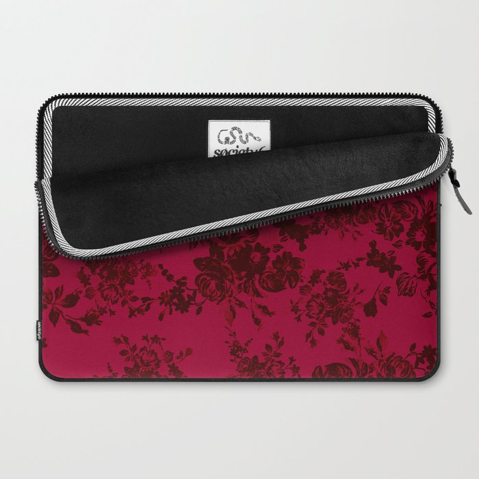 Vintage black gray red bohemian floral pattern Laptop Sleeve Gallery Image 2