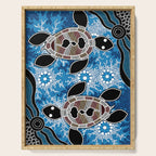 Authentic Aboriginal Art - Sea Turtles Serving Tray Gallery Image 1