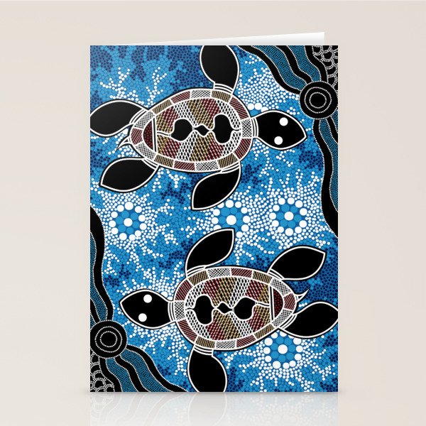 Authentic Aboriginal Art - Sea Turtles Stationery Card Gallery Image 2