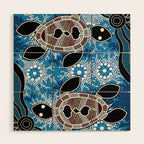 Authentic Aboriginal Art - Sea Turtles Wood Wall Art Gallery Image 1