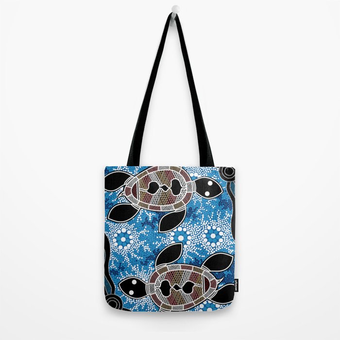 Authentic Aboriginal Art - Sea Turtles Tote Bag Gallery Image 2