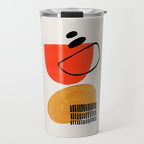 Orbital Fusion Yellow Orange Retro Mid Century Funky Fun Shapes Pattern by Ejaaz Haniff Travel Mug Gallery Image 1
