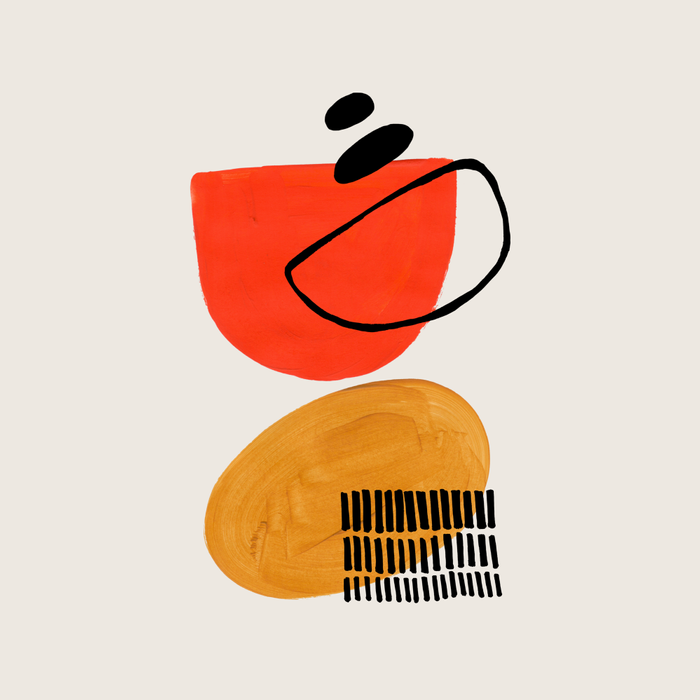 Orbital Fusion Yellow Orange Retro Mid Century Funky Fun Shapes Pattern by Ejaaz Haniff Coffee Mug Gallery Image 2