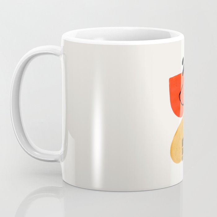 Orbital Fusion Yellow Orange Retro Mid Century Funky Fun Shapes Pattern by Ejaaz Haniff Coffee Mug Gallery Image 3
