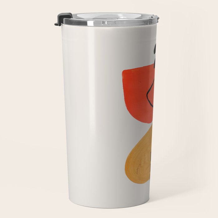 Orbital Fusion Yellow Orange Retro Mid Century Funky Fun Shapes Pattern by Ejaaz Haniff Travel Mug Gallery Image 3